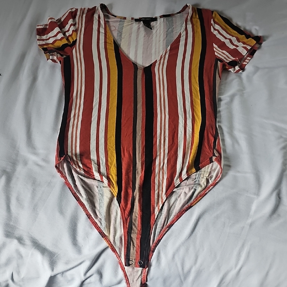 Forever 21 Orange Brown Asymmetrical Fitted Bodysuit